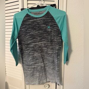 5/$20 Hurley Men's Raglan Sleeve Shirt - Teal and Gray